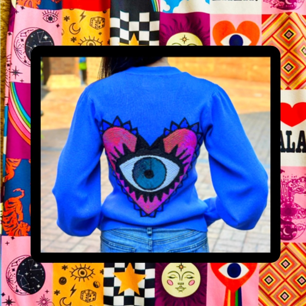 Blue Eye Embroidered Cardigan